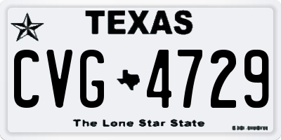 TX license plate CVG4729