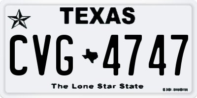 TX license plate CVG4747