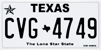TX license plate CVG4749