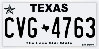 TX license plate CVG4763