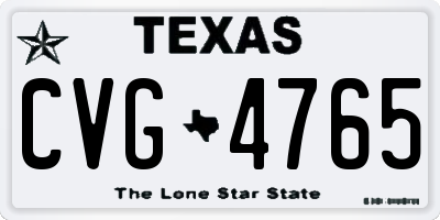 TX license plate CVG4765