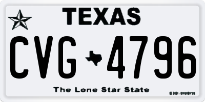 TX license plate CVG4796