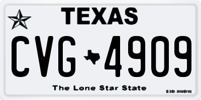 TX license plate CVG4909