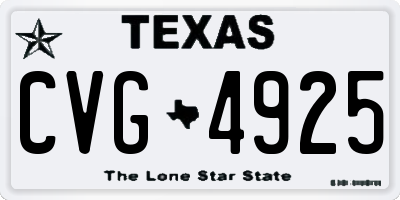TX license plate CVG4925