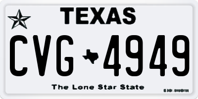 TX license plate CVG4949