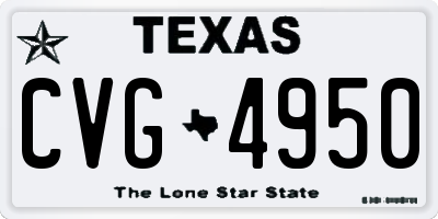 TX license plate CVG4950