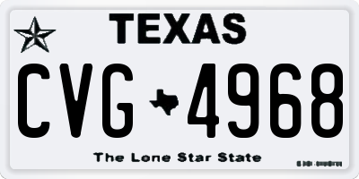 TX license plate CVG4968