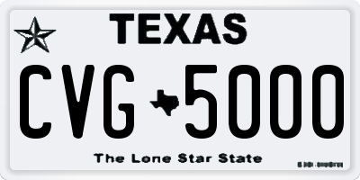 TX license plate CVG5000