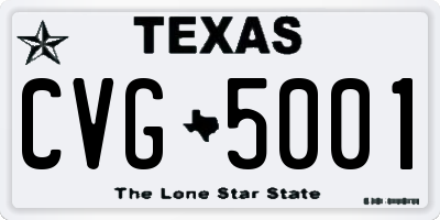 TX license plate CVG5001