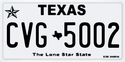 TX license plate CVG5002