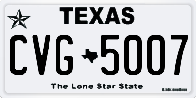 TX license plate CVG5007