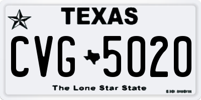 TX license plate CVG5020