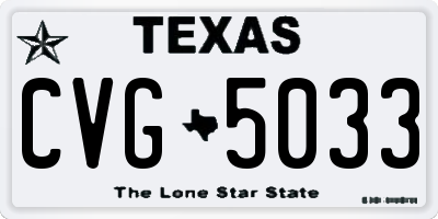 TX license plate CVG5033
