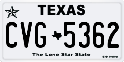 TX license plate CVG5362