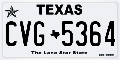 TX license plate CVG5364