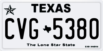 TX license plate CVG5380