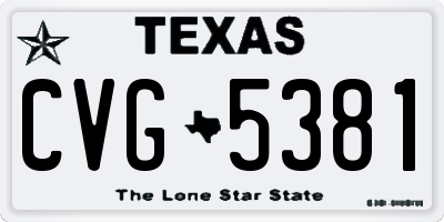 TX license plate CVG5381