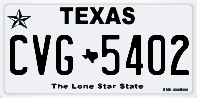TX license plate CVG5402