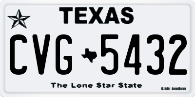 TX license plate CVG5432