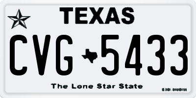 TX license plate CVG5433