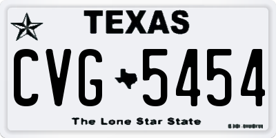 TX license plate CVG5454