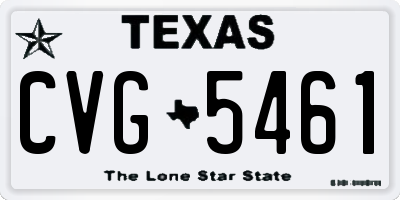 TX license plate CVG5461