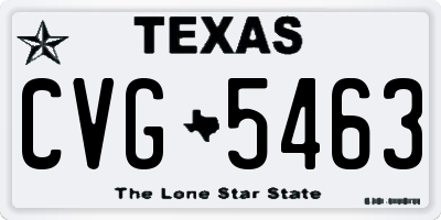TX license plate CVG5463