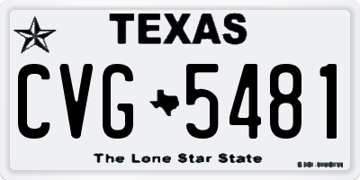 TX license plate CVG5481