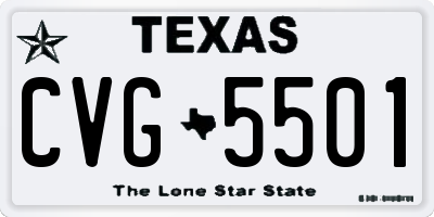 TX license plate CVG5501