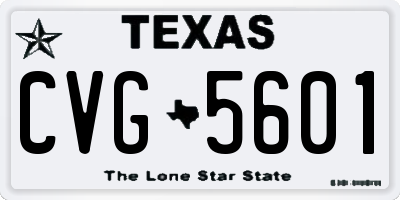 TX license plate CVG5601