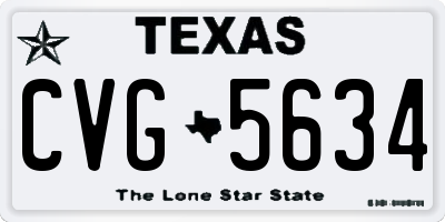 TX license plate CVG5634