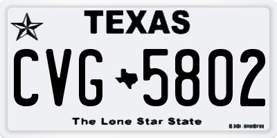 TX license plate CVG5802