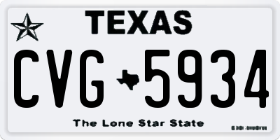 TX license plate CVG5934