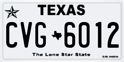 TX license plate CVG6012