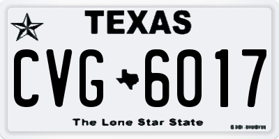 TX license plate CVG6017