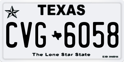 TX license plate CVG6058