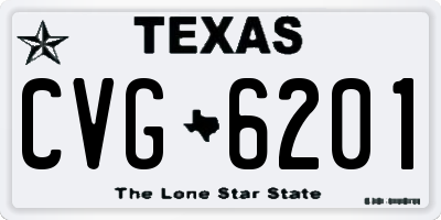 TX license plate CVG6201