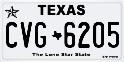 TX license plate CVG6205