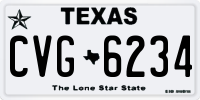 TX license plate CVG6234