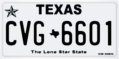 TX license plate CVG6601