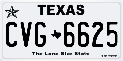 TX license plate CVG6625
