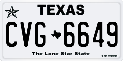 TX license plate CVG6649