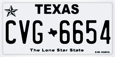 TX license plate CVG6654