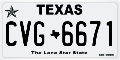 TX license plate CVG6671