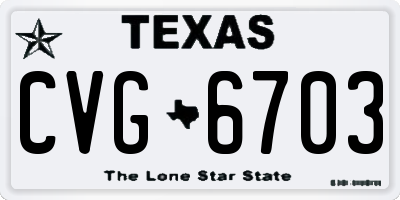 TX license plate CVG6703