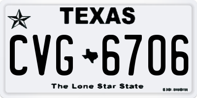TX license plate CVG6706