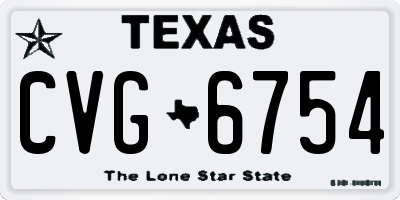 TX license plate CVG6754