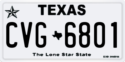 TX license plate CVG6801