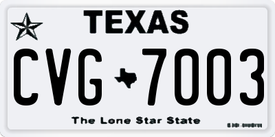 TX license plate CVG7003