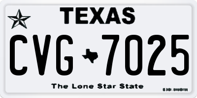 TX license plate CVG7025